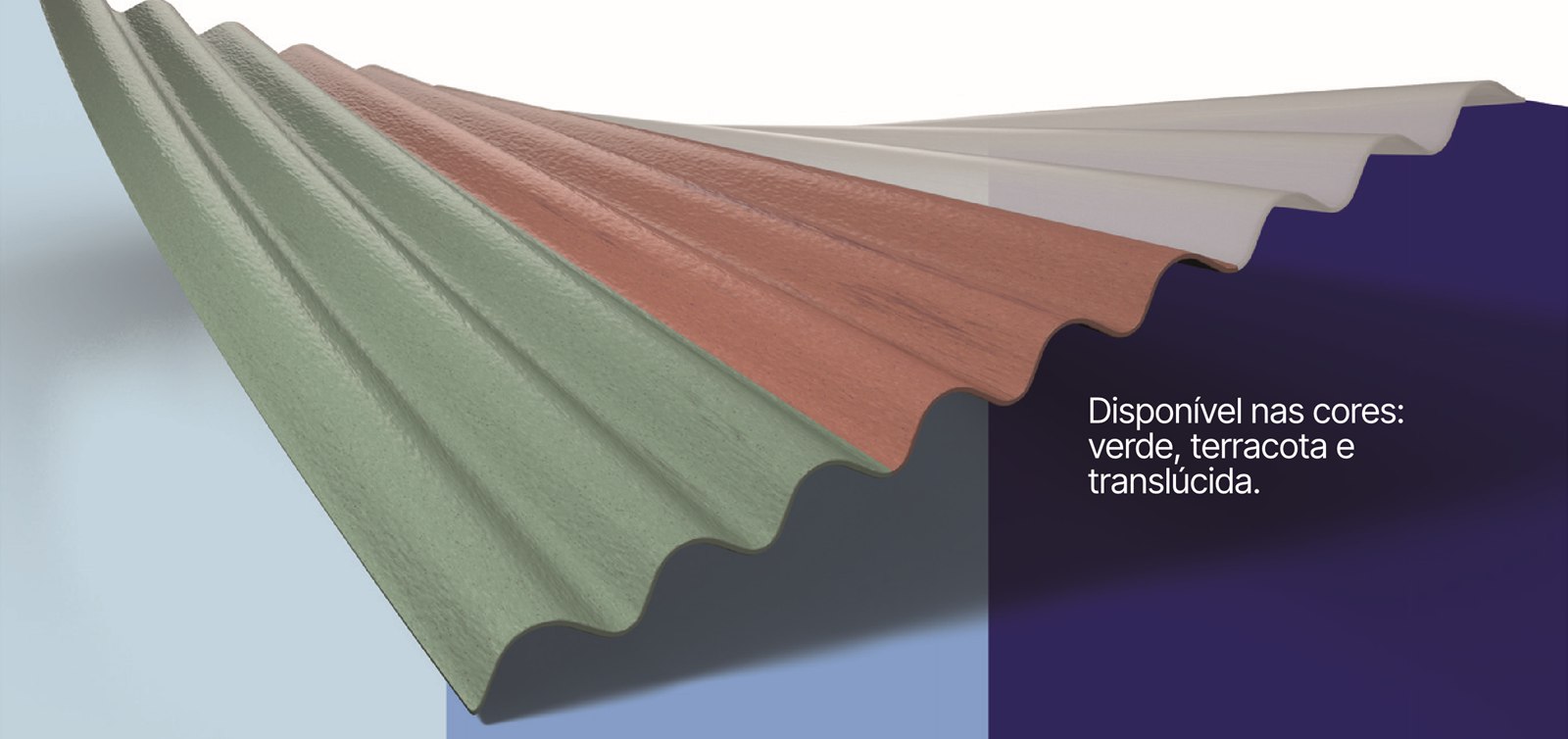Telhas Indure nas cores verde, terracota e translúcida